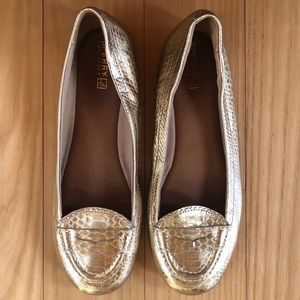 Sperry Top-Sider Gold Snakeskin Leather Loafers